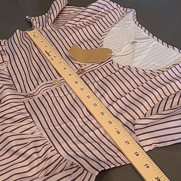 Zolucky Mauve and Eggplant Striped Lightweight Dress with Pockets - Picture 9 of 9